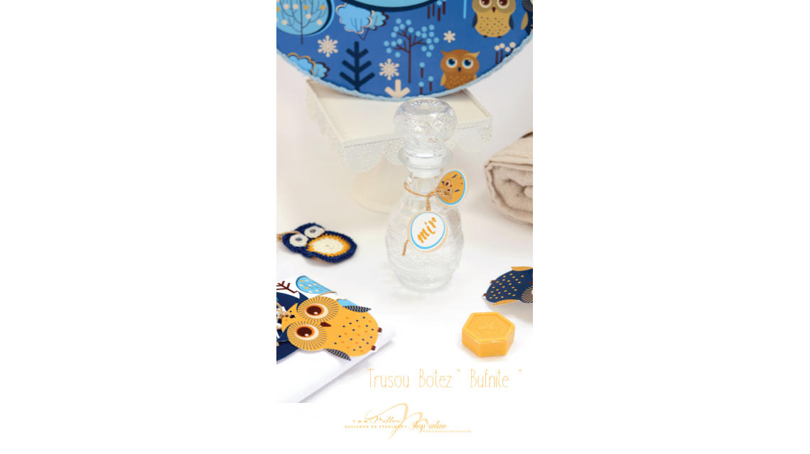 Trusou de botez cu broderie personalizata pentru baieti, Owl Baby Boy 6